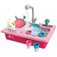 CUTE STONE Color Changing Play Kitchen Sink Toys, Children Electric Dishwasher Playing Toy with Running Water,Upgraded Real Faucet and Play Dishes,Pretend Play Kitchen Toys for Boys Girls Toddlers Kid