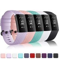 Find-MyWay Replacement Compatible for Charge 3 Bands/Charge 3 SE Bands Soft Silicone Accessory Wristband Breathable Sweat-Proof Sport Bracelet Strap Small & Large for Women Men Black White