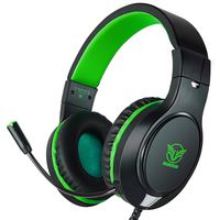 Gaming Headset for Xbox One, PS4,Nintendo Switch, Bass Surround and Noise Cancelling with Flexible Mic, 3.5mm Wired Adjustable Over-Ear Headphones for Laptop PC iPad Smartphones (Green-Black)
