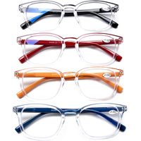 AQWANO 4 Pack Blue Light Blocking Computer Reading Glasses Spring Hinge Readers Fashion Design Big Frames Readers for Men Women +3.0