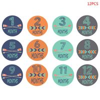 Stebcece 12 Pcs/Set 1-12 Month Sticker Baby Photography Milestone Memorial Monthly Newborn Kids Commemorative Card Number Photo Props