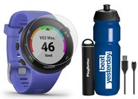 Garmin Forerunner 45S (Iris - Small) Running GPS Watch Runner Bundle | +Garmin Water Bottle, HD Screen Protectors & PlayBetter Portable Charger | Garmin Coach, HR, Body Battery, Smart Notifications