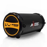 AXESS SPBT1031 Portable Bluetooth Indoor/Outdoor 2.1 Hi-Fi Cylinder Loud Speaker with Built-In 3" Sub and SD Card, USB, AUX Inputs in Yellow