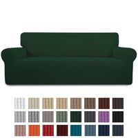 Easy-Going Stretch Sofa Slipcover 1-Piece Sofa Cover Furniture Protector Couch Soft with Elastic Bottom for Kids,Polyester Spandex Jacquard Fabric Small Checks(Sofa,Dark Green)