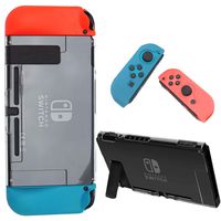VEGCOO Protective Case for Nintendo Switch, Comfortable Soft TPU & Hard PC Anti-Scratch Shockproof Comfort Hand Grips Cover Case for Nintendo Switch and Joy-Con Controller (Clear+Red Blue)