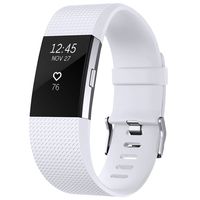 SKYLET for Fitbit Charge 2 Bands, Replacement Bands for Fitbit Charge 2 Bracelet Solid Colors with Secure Watch Clasp (No Tracker) [Large, White]
