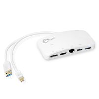 SIIG Mini-DP Video Dock with USB 3.0 LAN (White) - Mini DisplayPort to HDMI or DisplayPort, 2-Port USB hub with 1 Gigabit Ethernet Port for Macbooks, Surface Pros, and More (JU-H30212-S1)