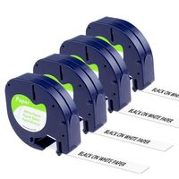 4-Pack Replace DYMO Letratag Refills Paper White Tape 12mm x 4m LT 91330 91200 Compatible dymo Label Tape for Dymo Letratag LT-100H LT-100T LT-110T Plus QX50 XR XM 2000 Label Maker Paper Tape
