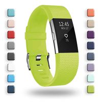 POY Replacement Bands Compatible for Fitbit Charge 2, Classic Edition Adjustable Sport Wristbands, Large Yellow Green