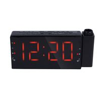 K Kwokker Projection Alarm Ceiling Wall Clock,6.5 inch Ultra LED Desk/Shelf Clock with Dimmer, USB Charging, AC Powered and Battery Backup for Bedroom, Kitchen, Kids