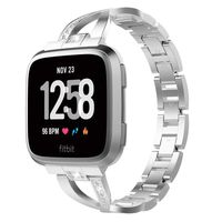 TiMOVO Band Replacement Compatible for Fitbit Versa/Versa Lite/Versa 2, Premium X-Link Alloy Band with Inlaid Rhinestones Fit Fitbit Versa/Versa Lite/Versa 2 - Silver
