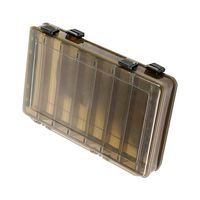 12/16 Compartments Double Sided Fishing Tackle Box Visible Hard Plastic Clear Fishing Lure Bait Squid Jig Minnows Hooks Accessory Storage Case Container (16-Compartment Double-Sided-Gray)