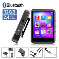 MP3Player, MP3 Player with Bluetooth, 32GB Portable Music Player with FM Radio/Recorder, HiFi Lossless Sound Quality, 2.4Inch Touch Screen Mini MP3 Player for Running, Expandable 128GB TF Card, Black