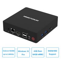 N36 Mini PC Intel N3060 Processor(up to 2.48GHz) Mini Computer, 4GB RAM 64GB eMMC, 4K, 1000M LAN, 2.4/5G WiFi, BT4.2, HDMI&VGA Port Support Windows 10 Pro/Auto Power On