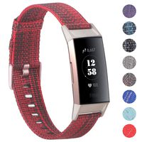 EZCO Bands Compatible with Fitbit Charge 3 / Charge 3 SE, Soft Woven Fabric Canvas Breathable Watch Strap Replacement Wristbands Accessories Women Man for Charge 3 Watch (Not for Charge 2)