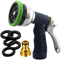 Sunrich Garden Hose Nozzle Heavy Duty Spray 9 Adjustable Patterns Metal Water Jet Hose Sprayer Hand Gun Grip Trigger for Cleaning/Watering Lawn and Garden/Pets Shower