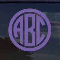Custom Circle Monogram Initials Vinyl Decal/Sticker Cars YETI Cup Laptop Phone (2", Lavender)