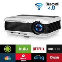 Wireless Bluetooth HDMI Projector 1080P Home Theater 2019 Smart Android 6.0 LCD LED Multimedia Video Projectors 4600 Lumen Outdoor WiFi Proyector for PC Laptop USB Driver TV Stick PS4 Wii Xbox