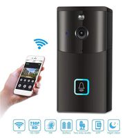 Wireless Doorbell, Smart 720P HD WiFi Security Camera with Two-Way Talk, Night Vision, PIR Motion Detection, Self storage function and App Control for iOS and Android (Batteries, SD Card NOT Included)