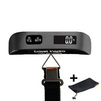 Travel Inspira Digital Luggage Scales with Overweight Alert White Backlight LCD Display 110LB / 50KG - Black