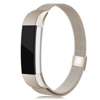 LNOOIU Bands Compatible with Fitbit Alta, Replacement for Alta HR Stainless Steel Bands Adjustable Accessory Wristband for Alta Bracelet Women Men Girls Boys (Champagne Gold Large)