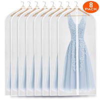 Refrze Moth Proof Garment Bags,Garment Cover,8 Pack Clear Garment Bags,Hanging Garment Bag, Dress Garment Bags for Storage or for Travel,Breathable Dust and Waterproof Garment Covers Clear 24x60 ins