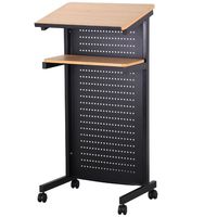 Yaheetech Mobile Lectern Podium Rolling Standing up Desk for Reading - LapTop Stand w/Tilted Top Board & Edge Stopper (Renewed)