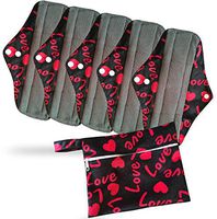 PeriodMate Cloth Menstrual Pads and Panti Liners (Red Love, Large)