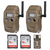 Cuddeback (2) CuddeLink J Series Networked Long Range IR Trail Cameras with 16GB Cards and Focus USB Reader