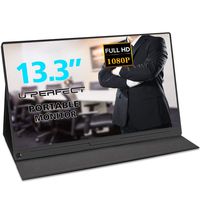 UPERFECT Portable Monitor 13.3 Inch Computer Display 1920×1080 USB C Monitor FHD Eye Care Gaming Screen IPS HDMI Type C OTG Mini DP Smart Cover Speakers for Rpi PS3 PS4 Xbox 360 Laptop Phone PC Mac