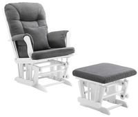Angel Line Monterey Ii Glider & Ottoman, White with Dark Gray Cushion