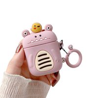UR Sunshine AirPods Case, Super Cute Funny Frog with A Bird on Head Shape Soft Silicone Case Cover Protective Skin for AirPods1/AirPods 2+Ring Lanyard-Purple Frog
