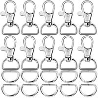 Paxcoo 60Pcs Swivel Snap Hooks and D Rings for Lanyard and Sewing Projects (1" Inside Width)