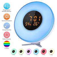 CrazyFire Sunrise Alarm Clock,Wake up Light Alarm Clock with Temperature/Humidity Monitor,Snooze Function,10 Brightness,6 Color Switch,Kids Alarm Clock for Bedrooms,Party,Festival