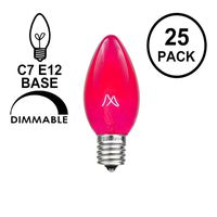 Novelty Lights 25 Pack C7 Outdoor String Light Christmas Replacement Bulbs, Pink, C7/E12 Candelabra Base, 5 Watt