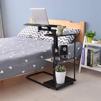 Overbed Table with Wheels Height Adjustable Tray Side Table for Bed or Sofa Laptop Desk Moveable Sofa Table Walnut (Black)