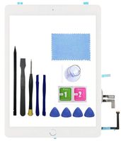 FeiyueTech White Touch Screen Digitizer for iPad 5 2017 (A1822, A1823) Front Glass Assembly -Includes Home Button + Camera Holder+PreInstalled Adhesive with Tools kit.