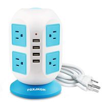 Power Strip Surge Protector,Extension Cord,[2019Upgraded] FGXJKGH,USB Plug,8Outlet4USB Multi Plug Extension Lead,Surge Protector Tower, 6.5Ft Wire 2500W Multi Outlet (Blue+White)