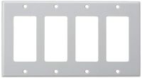Leviton 80412-GY 4-Gang Decora/GFCI Device Decora Wallplate, Standard Size, Thermoset, Device Mount, Gray, 10-Pack