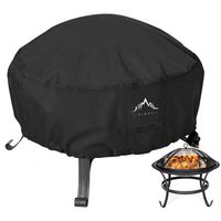 Himal Outdoors Fire Pit Cover- Heavy Duty Waterproof 600D Polyster with Thick PVC Coating, Round Fire Pit Cover, Waterproof, 44 Inch, Black