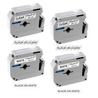 M Tape 12mm 0.47 Inch MK231 MK131 Label Tape, Replace Ptouch M Tape Compatible with Brother P Touch Label Maker PT-45 PT-M95 PT-65 PT-85, 1/2 Inch 26.2 Feet, Black on White Black on Clear, 4-Pack