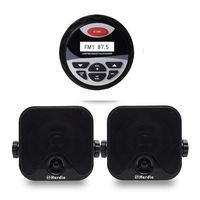 Herdio Receiver/Speaker Package, Bluetooth, MP3/USB AM/FM Marine Stereo Bundle for Boat ATV UTV SPA.