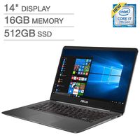 ASUS ZenBook UX430UQ 14.0" FHD Nano-Edge bezel Ultra-Slim Laptop i7-7500U 16GB DDR4 RAM, 512GB SSD, 2GB NVIDIA GeForce 940MX Windows 10)) (Renewed)