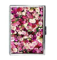 Flower Pattern Design Stainless Steel ID Cigarettes Case Holder Stylish Credit Card Wallet