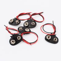 uxcell 5 Pcs Dual Wires 9V Batteries Clip Connectors Battery Holder Buckle