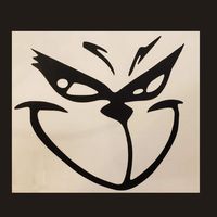 Pair of Grinch Face Ornament Decal Stickers- Designed to fit Your 3" Ornament - Dr Suess How The Grinch Stole Christmas (Matte Black)