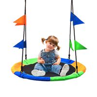 Saucer Tree Swing Seat with Straps and Flags Giant 40 Inches Saucer Swing Outdoor Play for Kids