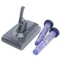 Elefly V8 3500mAh 21.6V Lithium Replacement Battery for Dyson V8 21.6 Volt Absolute Cordless Handhold Vacuum V8 Fluffy Vacuum V8 Animal Cord-Free Vacuum Battery with Two Filters