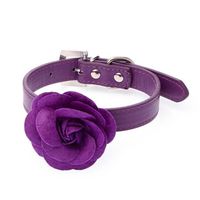 Axchongery Dog Collars, Adjustable Pet Rose Studded Necklace Leather Puppy Neck Strap (Purple, M = 2.042CM(WL))