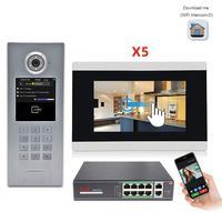 7 Inch Wired Video Door Phone, WiFi IP Doorbell Intercom Entry System,1200TVL Wired Camera Night Vision,Support Remote Unlocking,Recording,Snapshot 5V1 + POE Switch